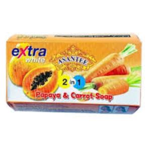 2x Asantee Extra white 2 in 1 papaya & carrot Soap 125g